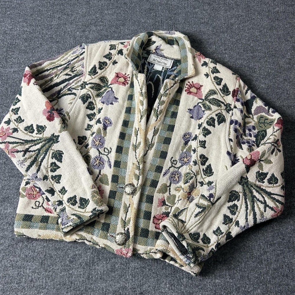 Claire Murray Painted Pony Jacket Womens One Size Floral Tapestry Cotton Boho